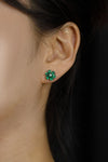 1.84 Carats Total Pear Shape Emerald with Diamond Stud Earrings in White Gold