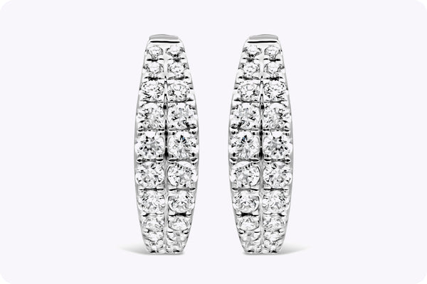 0.40 Carats Total Brilliant Round Diamond Huggie Hoop Earrings in White Gold