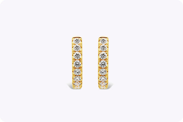 2.06 Carats Total Brilliant Round Shape Diamond Hoop Earrings in Yellow Gold