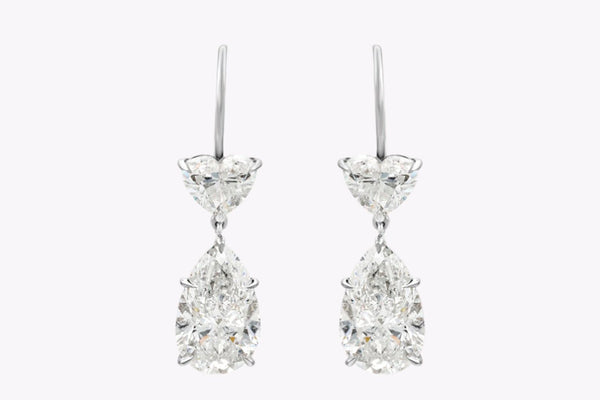 GIA Certified 8.11 Carats Total Mixed-Cut Diamond Dangle Earrings in Platinum