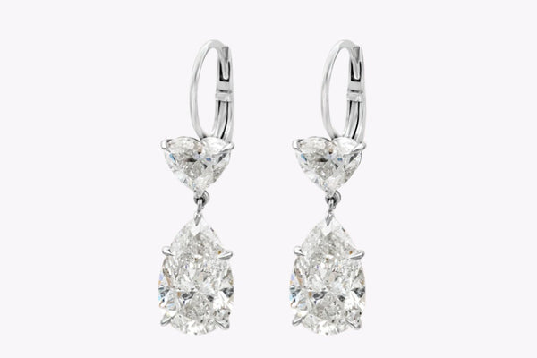 GIA Certified 8.11 Carats Total Mixed-Cut Diamond Dangle Earrings in Platinum