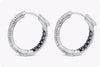 2.14 Carats Total Brilliant Round Cut Diamond & Blue Sapphire Huggie Hoop Earrings in White Gold