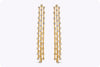 3.10 Carats Total Round Cut Diamond Three-Row Chandelier Earrings in Yellow Gold