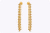 3.10 Carats Total Round Cut Diamond Three-Row Chandelier Earrings in Yellow Gold