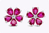 1.86 Carats Total Pear Shape Ruby with Diamond Stud Earrings in White Gold