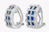 2.40 Carats Total Asscher Cut Sapphire with Diamond Hoop Earrings in White Gold