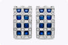 2.40 Carats Total Asscher Cut Sapphire with Diamond Hoop Earrings in White Gold