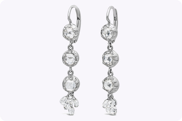 2.00 Carats Total Mixed Cut Diamond Fashion Drop Earrings in 14K White Gold