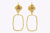 7.30 Carat Total Yellowish & Yellow Brown Sliced Diamond Dangle Earrings in Yellow Gold