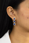 6.72 Carats Total Cushion Cut Sapphire with Diamond Drop Earrings in White Gold