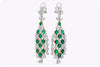 14.84 Carats Total Mixed Cut Emerald and Diamond Chandelier Earrings in White Gold