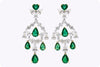 8.56 Carats Total Mixed Cut Diamond & Emerald Chandelier Earrings in White Gold