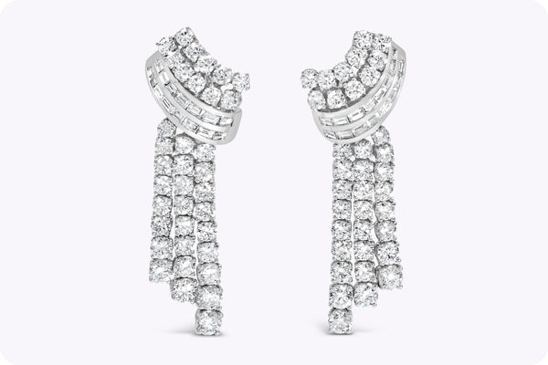 9.55 Carats Total Mixed-Cut Diamond Elegant Drop Earrings in White Gold