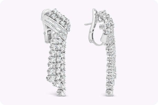 9.55 Carats Total Mixed-Cut Diamond Elegant Drop Earrings in White Gold