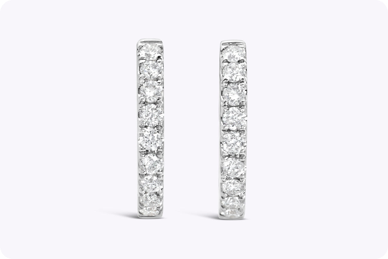 0.18 Carat Total Round Brilliant Cut Diamond Huggie Earrings in White Gold