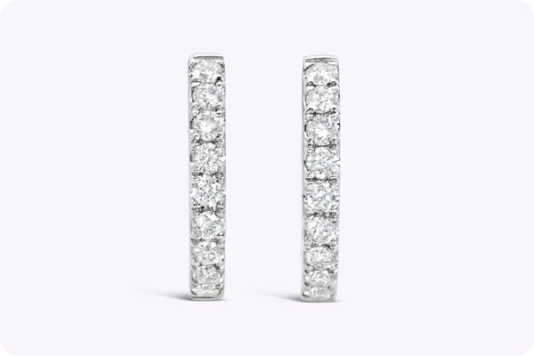 0.18 Carat Total Round Brilliant Cut Diamond Huggie Earrings in White Gold