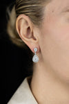 1.94 Carats Total Pear Shape Diamond Dangle Drop Earrings in White Gold