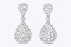 1.94 Carats Total Pear Shape Diamond Dangle Drop Earrings in White Gold