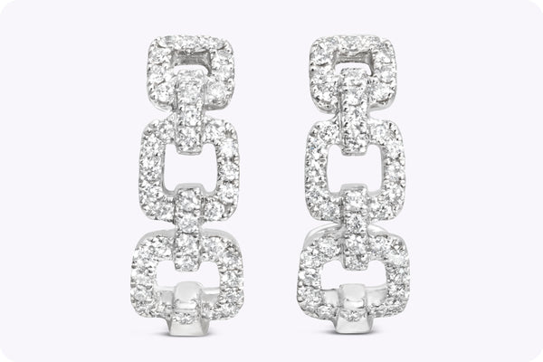 0.36 Carat Total Round Brilliant Cut Diamond Open-Work Earrings in White Gold