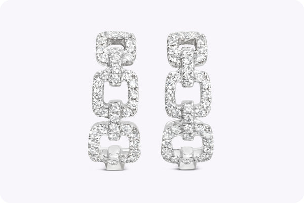 0.36 Carat Total Round Brilliant Cut Diamond Open-Work Earrings in White Gold