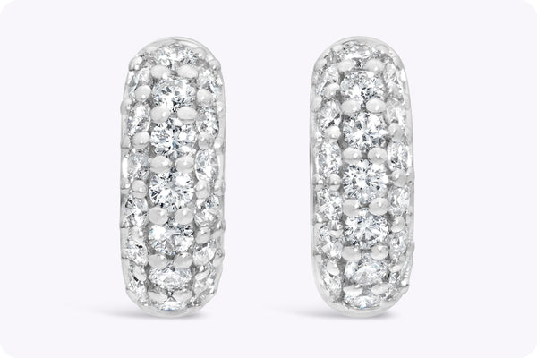 0.62 Carat Total Round Brilliant Cut Diamond Huggie Earrings in White Gold