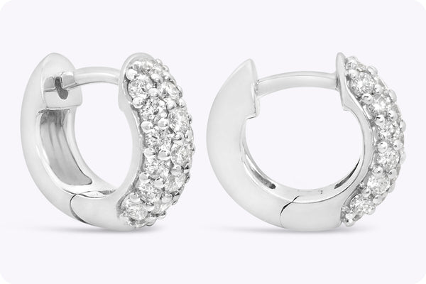 0.62 Carat Total Round Brilliant Cut Diamond Huggie Earrings in White Gold