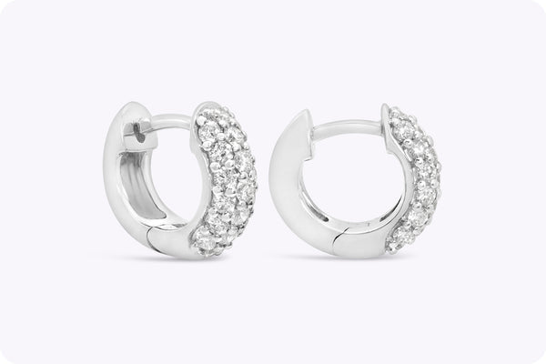 0.62 Carat Total Round Brilliant Cut Diamond Huggie Earrings in White Gold