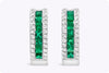 0.60 Carat Total Mixed-Cut Emerald & Diamond Huggie Earrings in White Gold