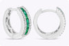 0.60 Carat Total Mixed-Cut Emerald & Diamond Huggie Earrings in White Gold