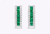 0.60 Carat Total Mixed-Cut Emerald & Diamond Huggie Earrings in White Gold