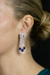 28.63 Carats Total Important Sapphire & Mixed-Cut Diamond Dangle Earrings in White Gold