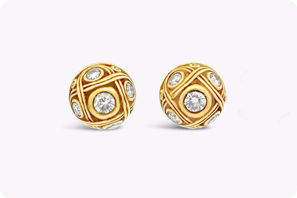 Alex Sepkus 0.27 Carat Total Round Cut Diamond Stud Earrings in Yellow Gold