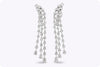 7.02 Carats Total Pear Shape Diamond Triple-Row Drop Earrings in White Gold