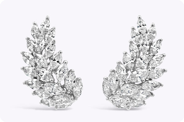 2.08 Carats Total Marquise Cut Diamond Crawler Stud Earrings in White Gold