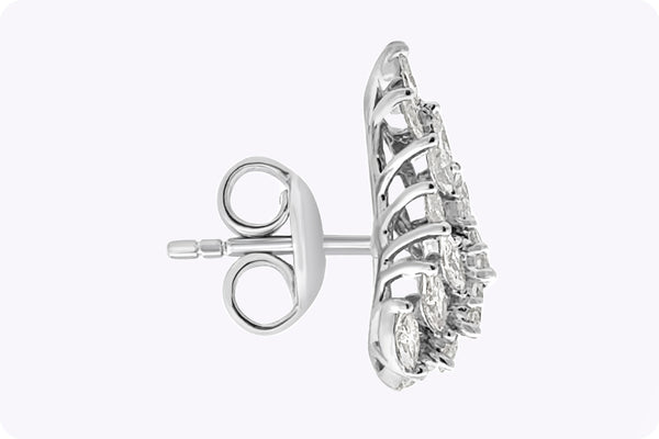 2.08 Carats Total Marquise Cut Diamond Crawler Stud Earrings in White Gold