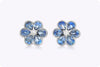 3.04 Carats Total Pear Shape Sapphire & Diamond Floral Stud Earrings in White Gold