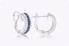 0.93 Carat Total Round Cut Sapphire & Diamond Huggie Earrings in White Gold