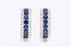 0.93 Carat Total Round Cut Sapphire & Diamond Huggie Earrings in White Gold