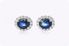 2.25 Carats Total Oval Cut Sapphire & Diamond Halo Stud Earrings in White Gold