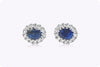 0.68 Carat Oval Cut Sapphire & Diamond Halo Stud Earrings in White Gold