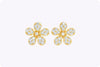 0.52 Carat Total Round Cut Diamond Floral Stud Earrings in Yellow Gold