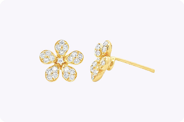 0.52 Round Cut Diamond Floral Stud Earrings
