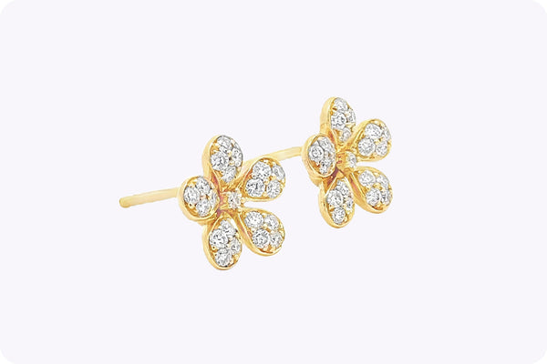 0.52 Carat Total Round Cut Diamond Floral Stud Earrings