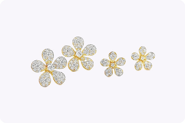 Beautiful 1.23 carat round diamond floral stud earrings