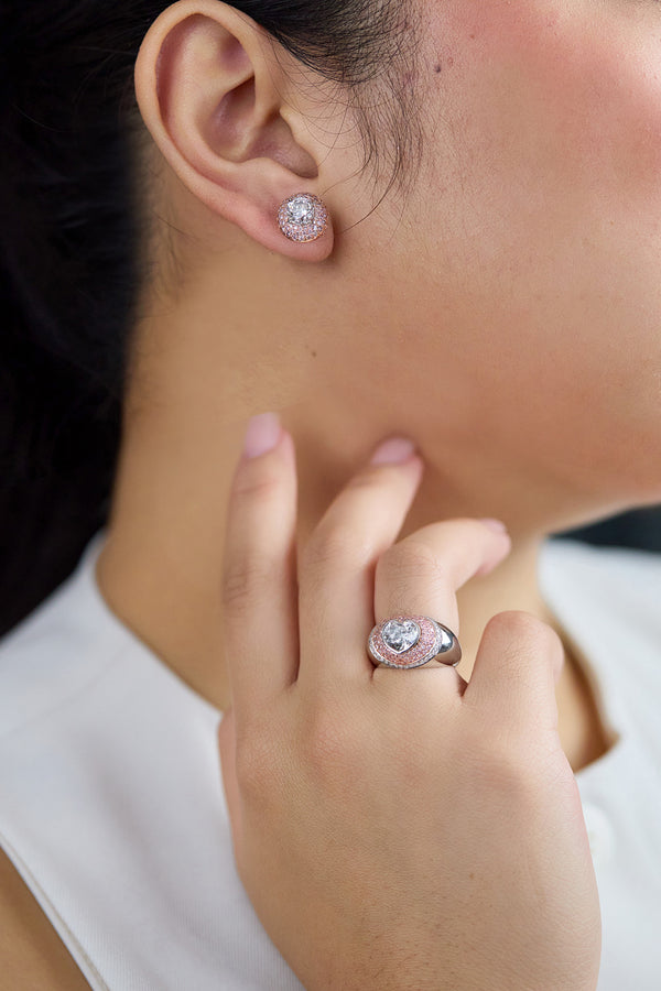 heart-shaped diamond double halo fashion ring