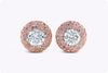 GIA Certified 2.03 Carats Round Brilliant Cut Diamond Stud Earrings in Platinum & Rose Gold