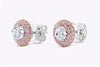 GIA Certified 2.03 Carats Round Brilliant Cut Diamond Stud Earrings in Platinum & Rose Gold