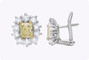 Radiant Cut Yellow Diamond Halo Earrings in Yellow Gold & Platinum