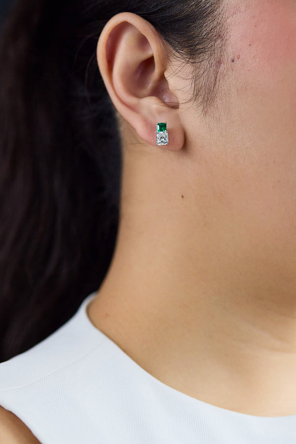diamond and emerald stud earrings