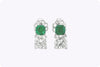 2.02 Carats Radiant Cut Diamond & Emerald Stud Earrings in Platinum
